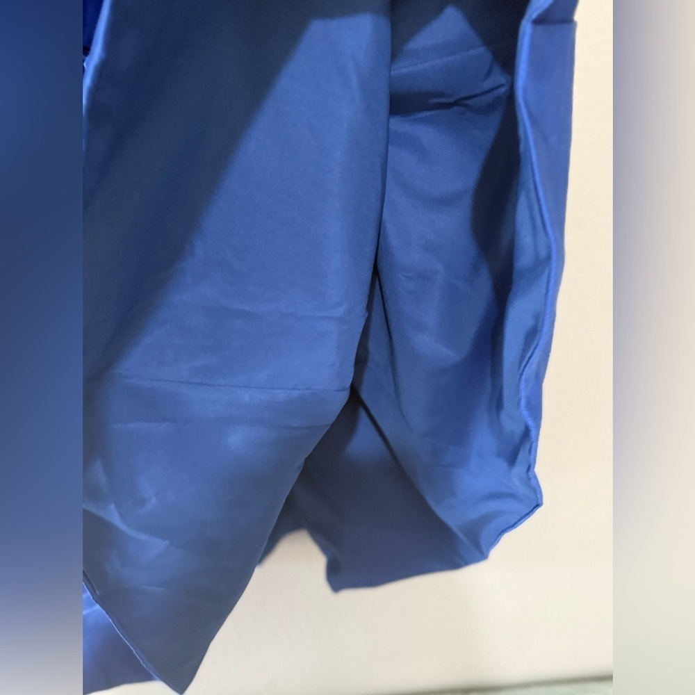 Blue Pleated Off-Shoulder Dress bow waist satin wedding guest formal cocktail - Picture 7 of 15